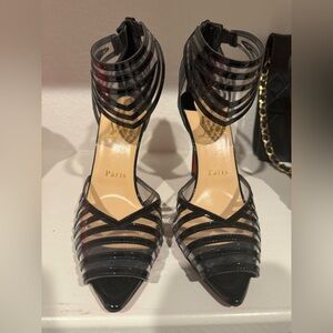 Christian Louboutin Peep Toe Pumps With Ankle Cuffs Heels Size 37.5